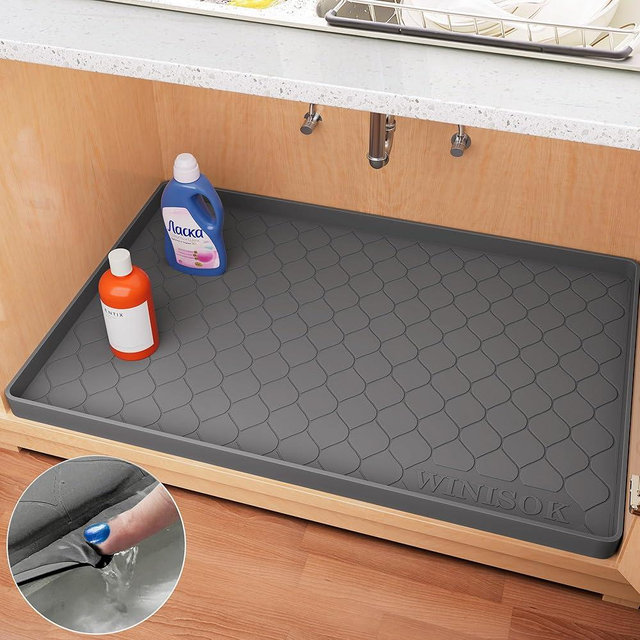 Winisok Under Sink Mat 31" x 22" Waterproof Liner for Kitchen and Bathroom Cabinet, Shelf Protector, Multipurpose, Organizers and Storage, Flexible Silicone Sink Drip Tray