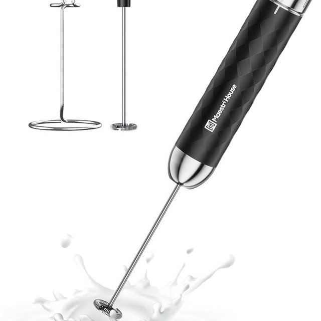 Maestri House Rechargeable Milk Frother with Stepless Speed Control, LunaFro 2.0 Handheld Electric Foam Maker Waterproof Drink Mixer Foamer for Lattes, Cappuccino