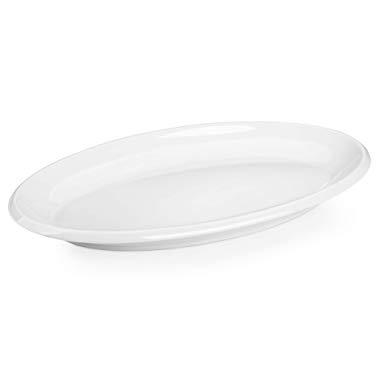 DOWAN 14-inch Porcelain Oval Platters/Serving Plates - 2Packs, White, Stackable