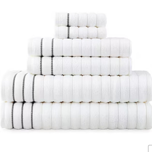 Home Expressions 6-pc. Ribbed Solid Bath Towel Set - Bright White