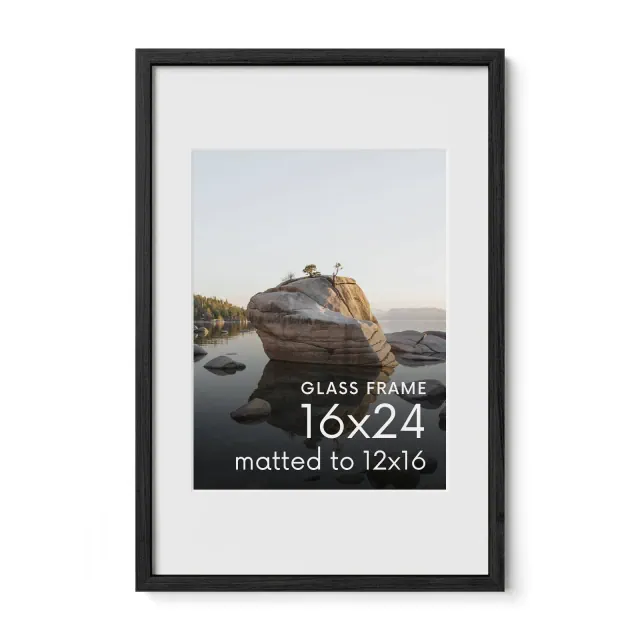 Haus and Hues Oak Picture Frame with Glass, Black, 16x24