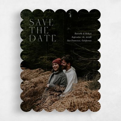 White Scalloped Wedding Save the Date - Copan Photo