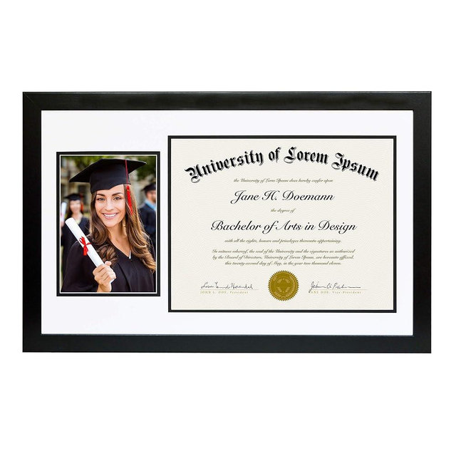 Americanflat 11x18 Diploma Frame with Shatter-Resistant Glass - Fits 8.5x11 Diplomas and 5x7 Pictures - Signature Collection - Graduation Picture Frame for Wall Display - Black