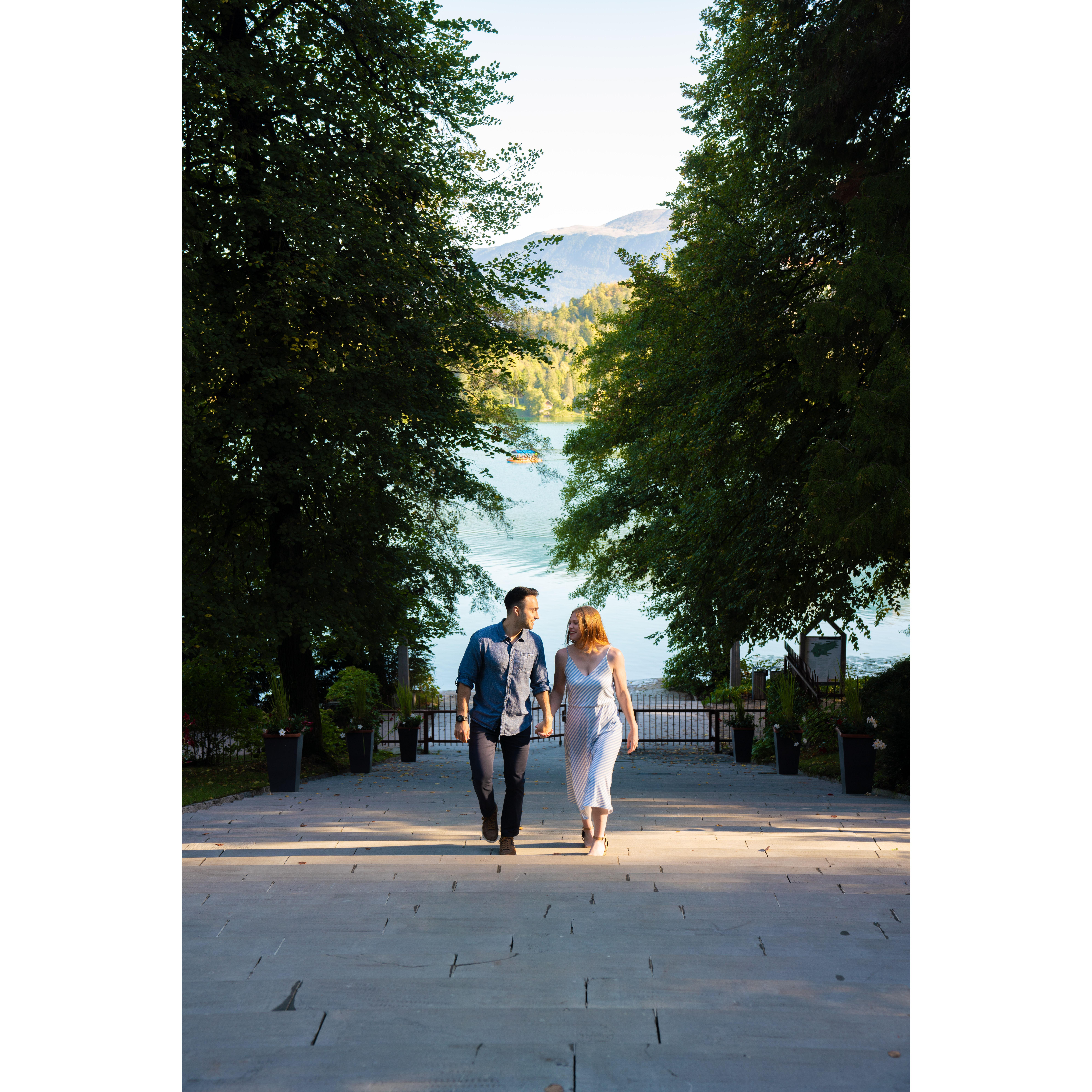 Michael McRoskey snapping our amazing engagement photos at Lake Bled. 😍