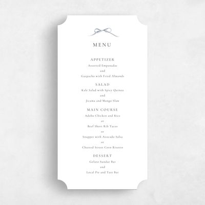 Blue Ticket Wedding Menu - Brunate