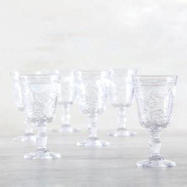 FORTESSA Debutante Vintage Themed Glassware, 10 Ounce Water Goblets (Set of 6), Dishwasher-Safe Water Glasses, Clear