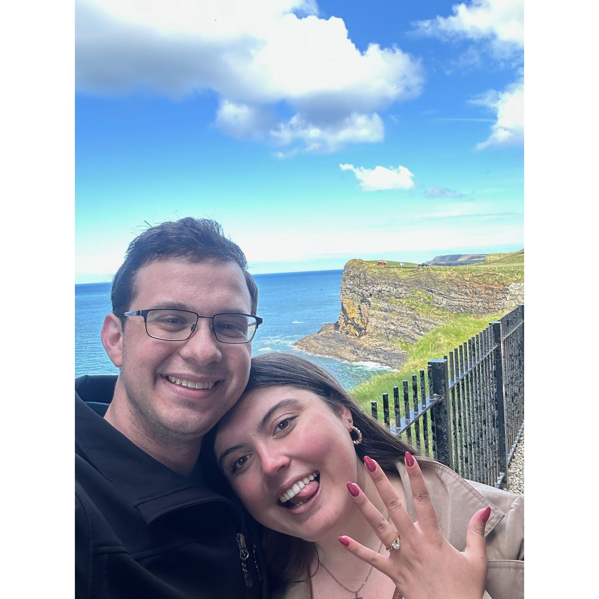 While the post-worthy engagement photos were taken on the coast of Northern Ireland, David and Nat actually got engaged after spending 10 hours in an Irish ER the night before.