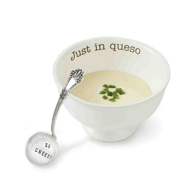 Just In Queso Ceramic & Silver 2-Piece Dip Set