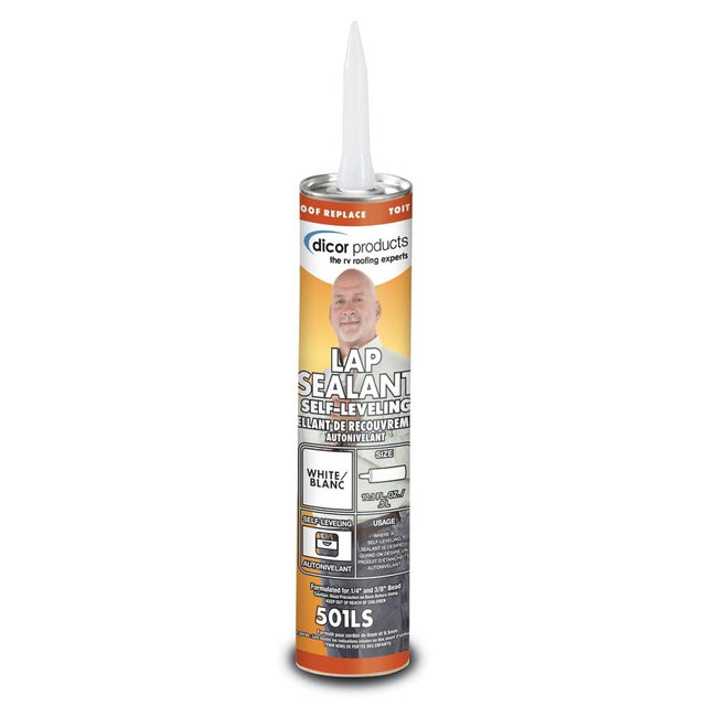 Dicor 501LSW-1 Epdm Self-Leveling Lap Sealant-10.3 Oz. Tube, White, 10.3 Fluid_Ounces (Packaging May Vary)