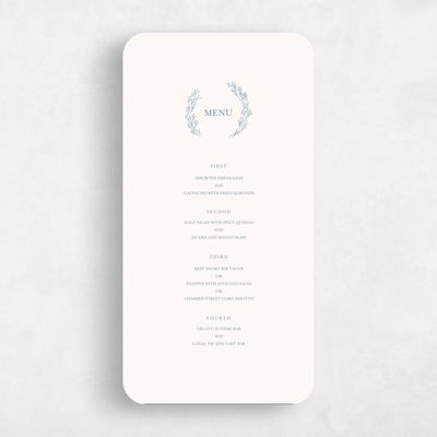 Blue Rounded Wedding Menu - Merrion