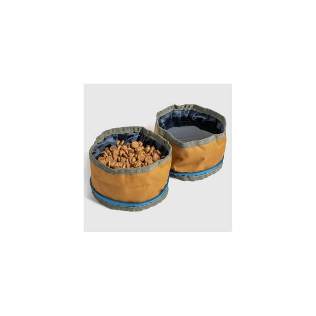 United By Blue Recycled Collapsible Double Dog Bowl - Cocoa