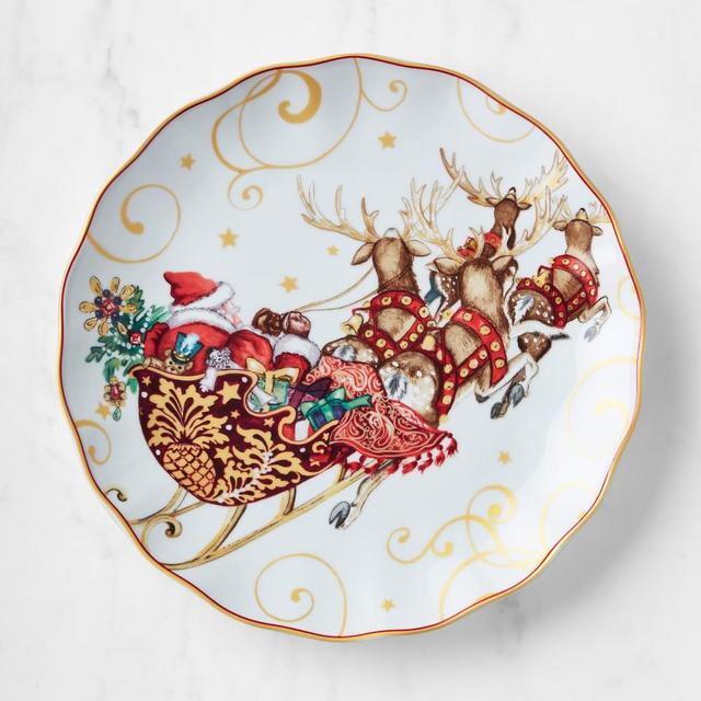 Twas the Night Dinner Plates, Set of 4, Santa and Sleigh