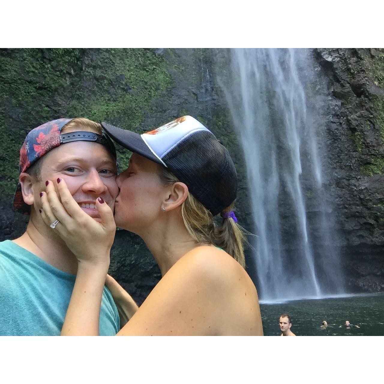 Made it to the waterfall ....and then Colin proposed!