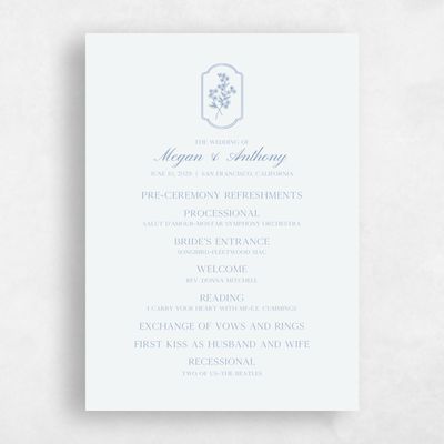 Mist, Blue Wedding Program - Pino