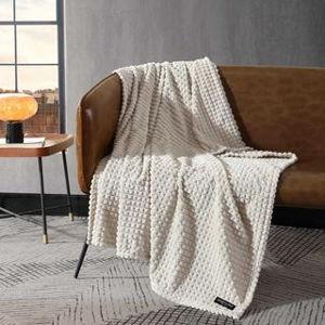 Kenneth Cole Textured Jacquard Plush Reversible Throw Blanket