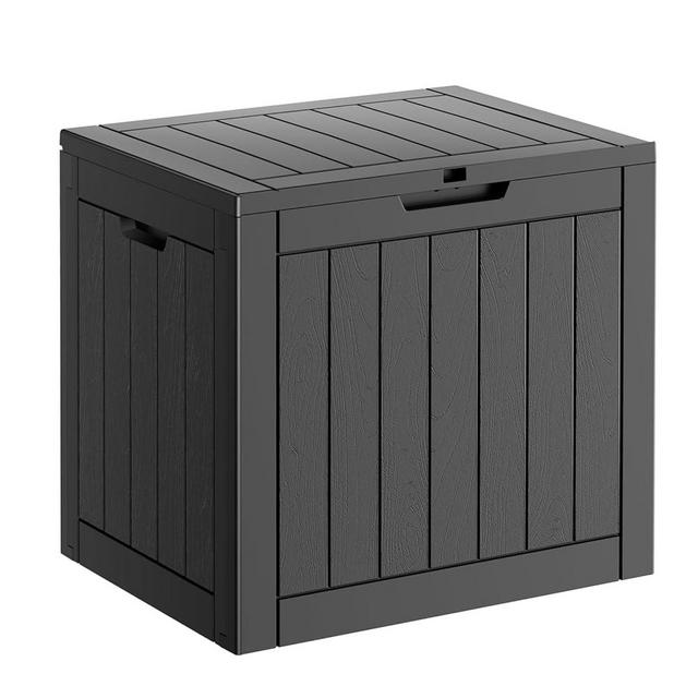 PatioZen 31 Gallon Resin Deck Box, Lockable Package Delivery Box, Waterproof and UV Resistant Outdoor Storage Box for Patio Furniture, Garden Tools Storage - Black