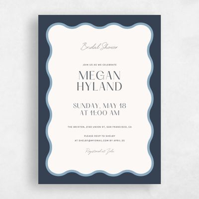 Grayed Navy, Blue Wedding Wedding Shower Invitation - Girard Portrait