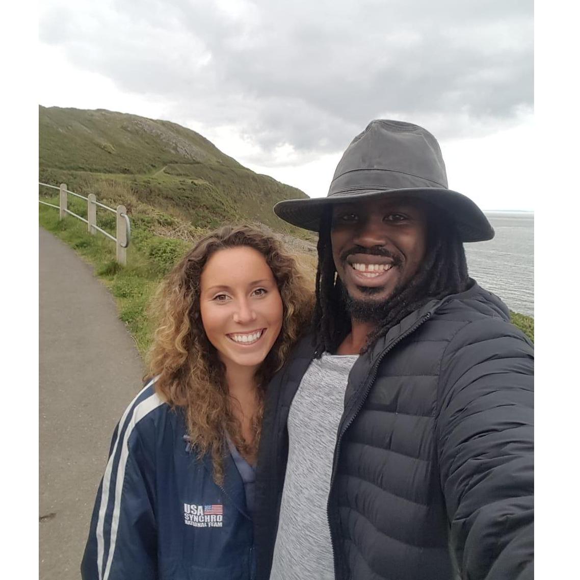 In Mumbles, Wales, on a walk by the cliffs.