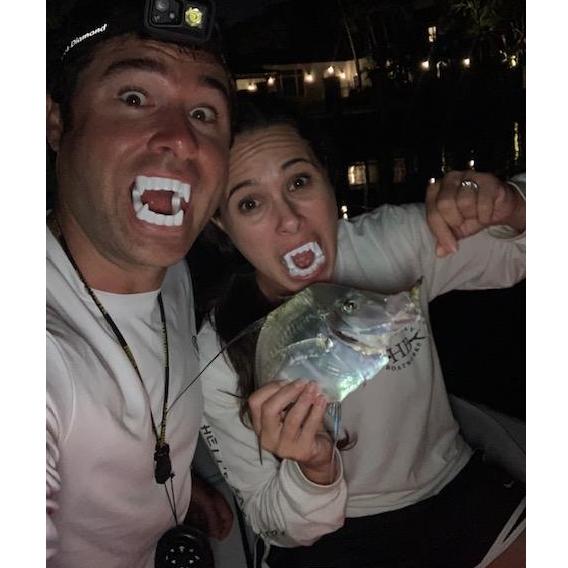 Lani's first fish on fly on Halloween!