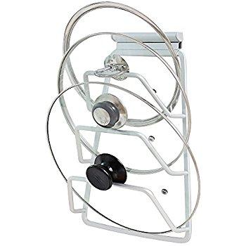 2 Pack - SimpleHouseware Cabinet Door / Wall Mount Pot Lid Organizer Rack, Chrome