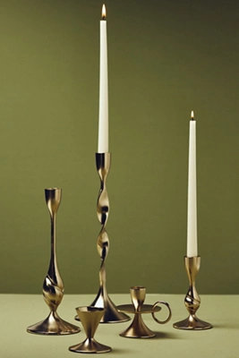 Naya Tinted Brass Lacquer Taper Candle Holder