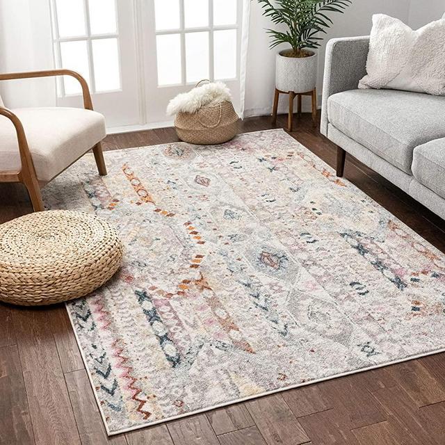 Well Woven Ollie Vintage Ivory Tribal Diamond Stripes Pattern Area Rug 8x10 (7'10" x 9'10")