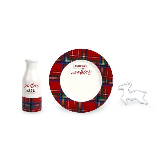 Lodge 3 Piece Tartan Milk and Cookies Gift Set