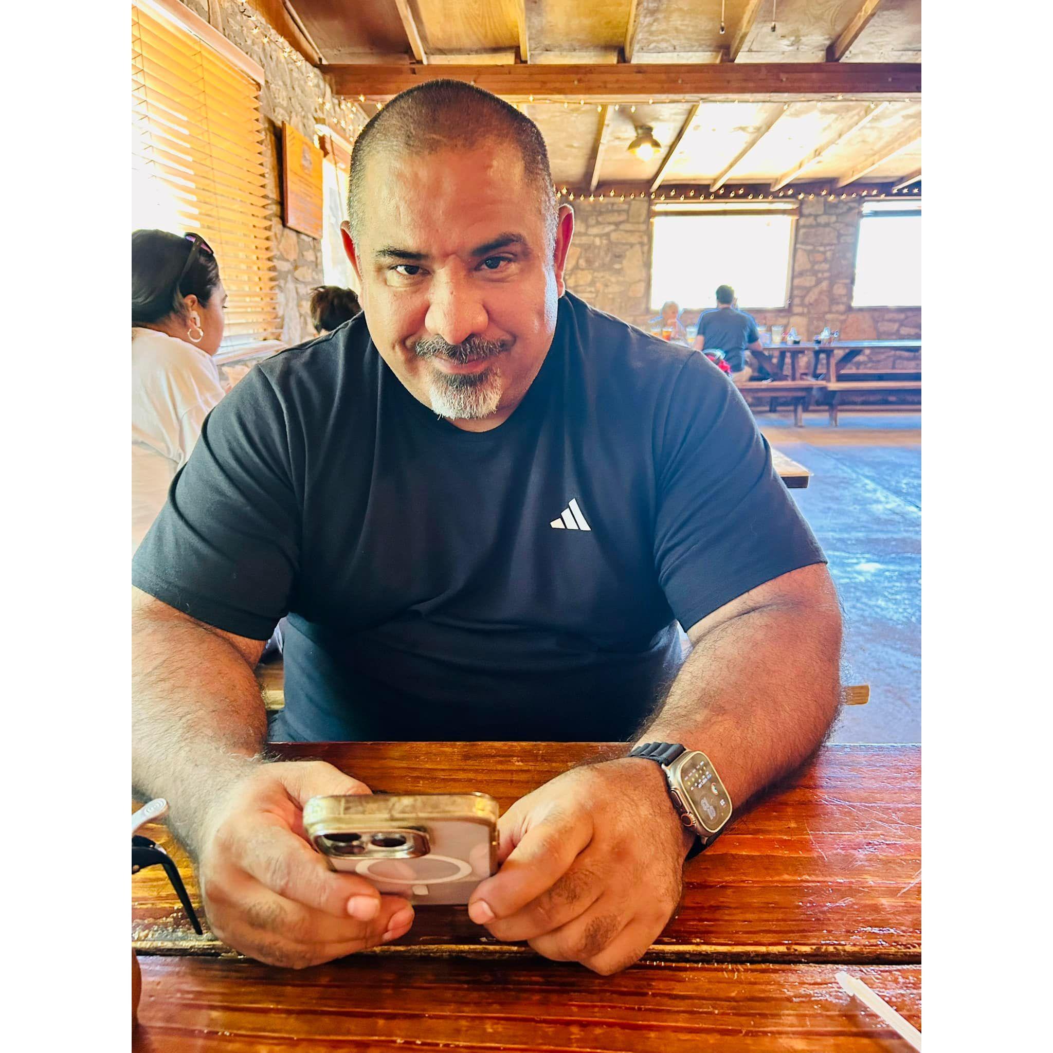 My fiance' about to eat @ Salt Lick 2024