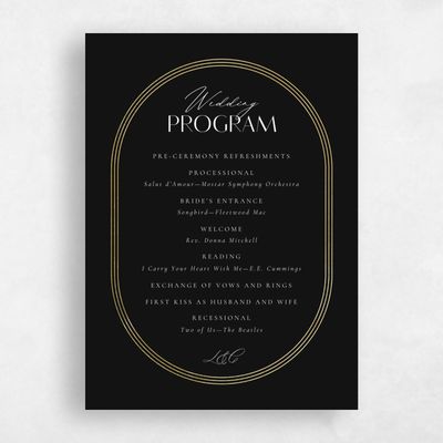 Black Simple Wedding Program - Tatum Foil