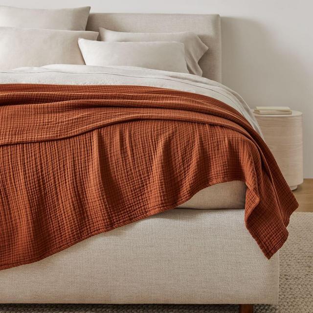 Dreamy Gauze Cotton Blanket, F/Q, Burnt Umber