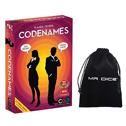 Confidential Action Codenames Board Game / Code Names Family Friend Party Card Game Supplies English Edition Bundle with Mr Dice Drawstring Bag