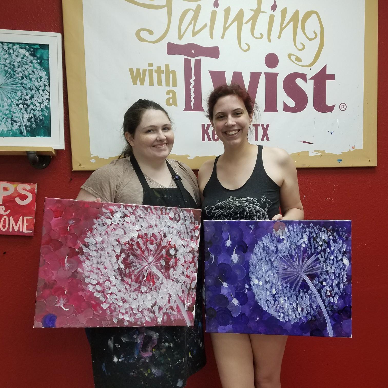We went to a Painting with a Twist class together and added our own touches to each other's paintings.