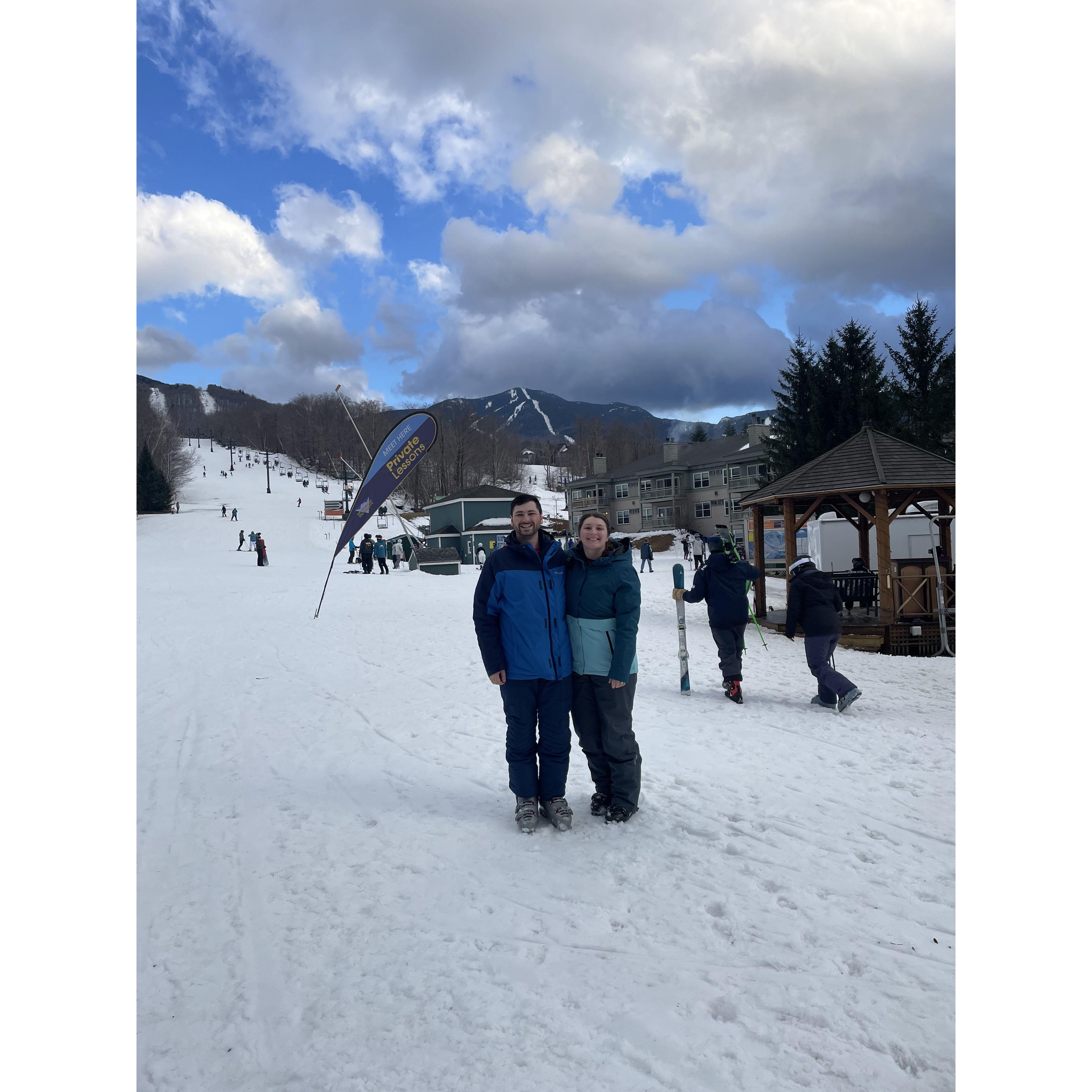 At the bottom of the mountain after getting engaged