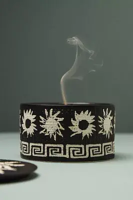 Black & White Graphic Woody Seaside Pine Ceramic Candle