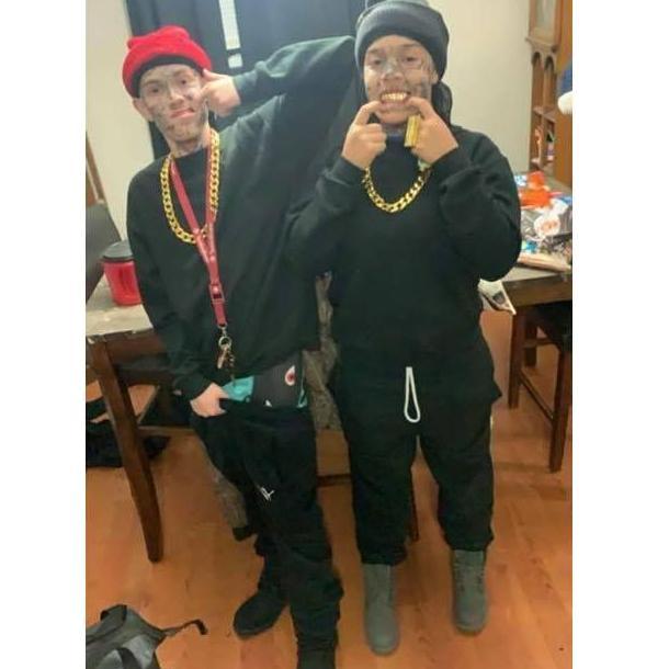 This halloween we went as "gangsters". We have always been goofy and trying to make other people laugh.