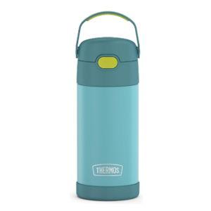 THERMOS FUNTAINER Water Bottle with Straw - 12 Ounce - Kids Stainless Steel Vacuum Insulated Water Bottle with Lid, Blue/Green