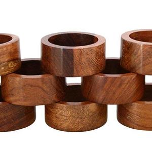 ShalinCraft - Shalinindia Handmade Wood Napkin Ring Set With 12 Napkin Rings - Artisan Crafted in India