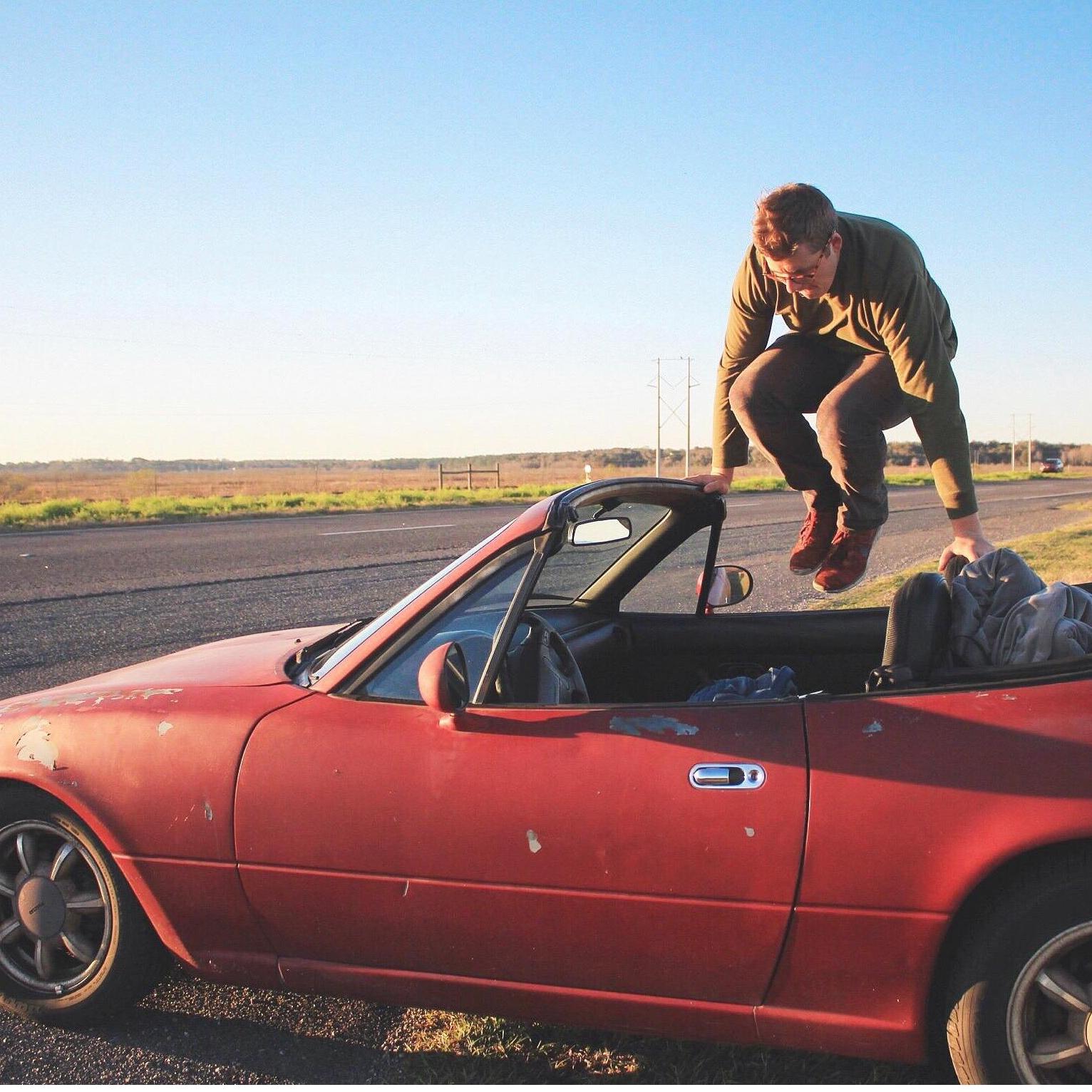 Our first year of dating was a lot of top-down drives in Phil's Mazda Miata.