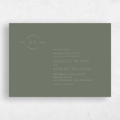 Dark Sage, Green Wedding Invitation - Okavango Landscape
