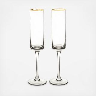 Personalized Gold Rim Champagne Flute, Set of 2