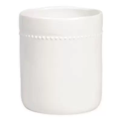 Modern Farmhouse Organic Bead Utensil Crock in White