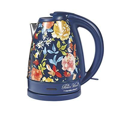 Pioneer Woman 1.7 Liter Electric Kettle Blue/Fiona Floral by Hamilton Beach (L x W x H) 8.78 x 6.34 x 9.53 Inches