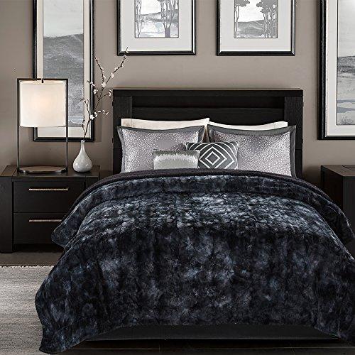 Chanasya Fuzzy Faux Fur Throw Blanket - Light Weight Blanket for Bed Couch and Living Room Suitable for Fall Winter and Spring (Queen) Black