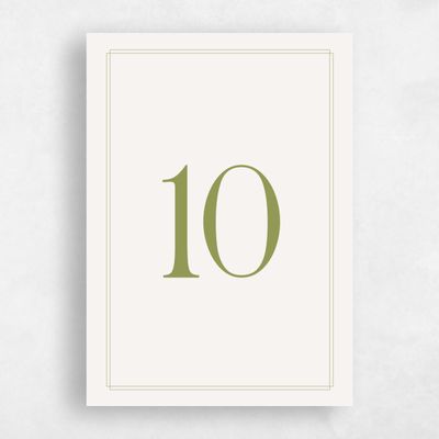 Marsh Green Wedding Table Number - Ivoire