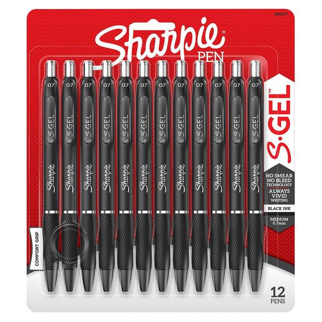 12pk Gel Pens S-Gel 0.7mm Black - Sharpie