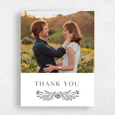 Charcoal, White Wedding Thank You - Basel Photo