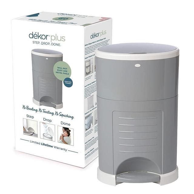 Dekor Plus Hands-Free Diaper Pail | Gray | Easiest to Use | Just Step – Drop – Done | Doesn’t Absorb Odors | 20 Second Bag Change | Most Economical Refill System |Great for Cloth Diapers