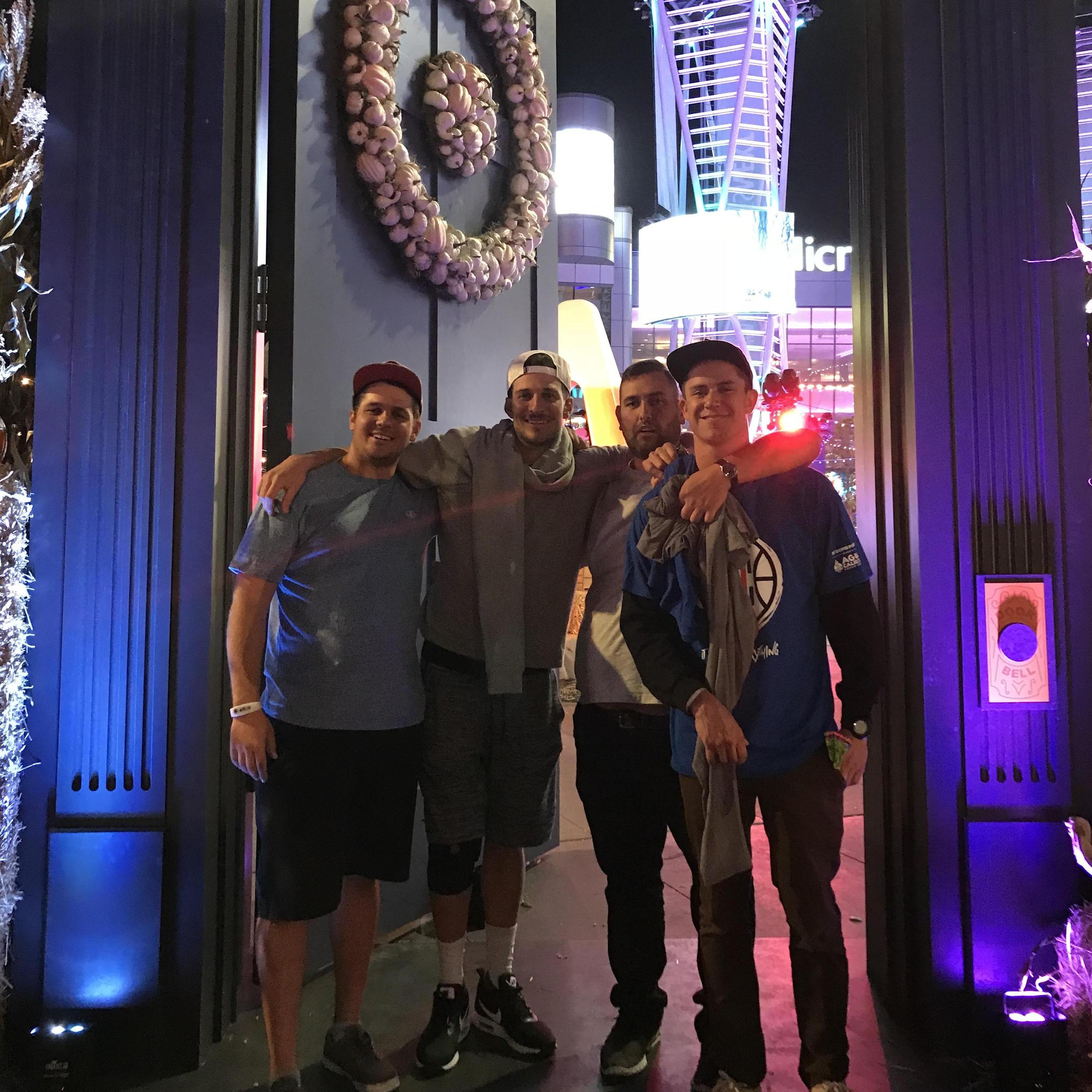 Ricky and 3 of his groomsmen, Jared, Stevie and Phil in Down Town LA
