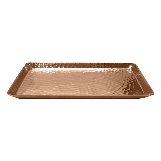 nu steel forHome, Copper nusteel Hammered Rectangular Vanity Padded Bottom Decorative Home, Bathroom, Kitchen, Office, Countertops, Makeup Organizer Jewellery Perfume Holder Towel Tray, Finish
