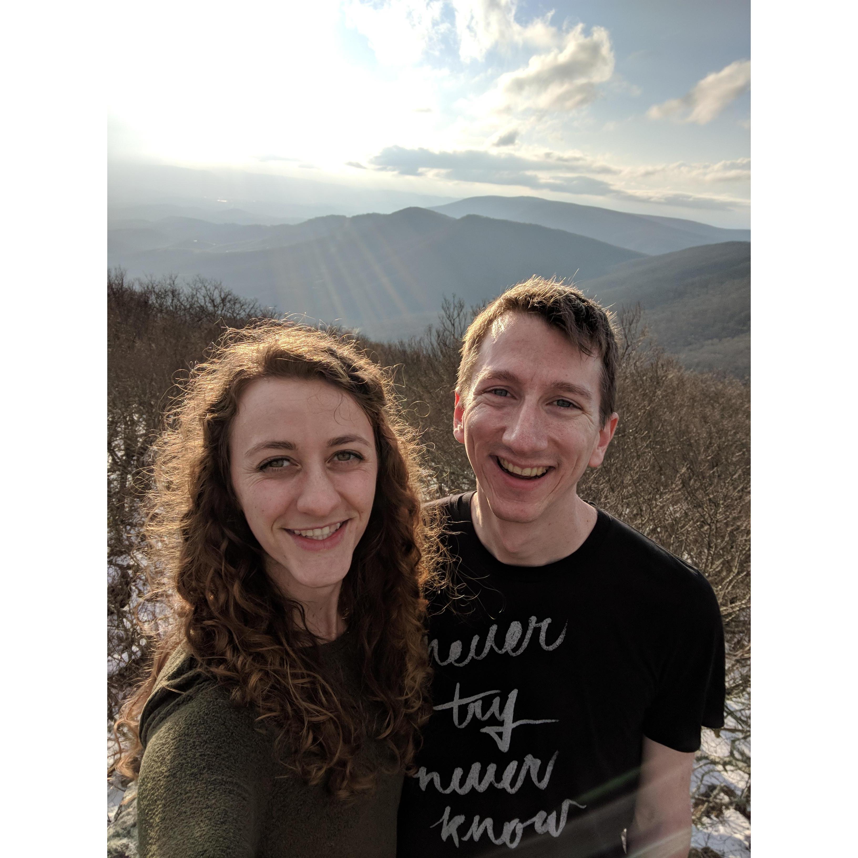 We watched the sunset on top of a mountain in southwest Virginia.